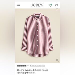 J. Crew Red and White Striped Shirt